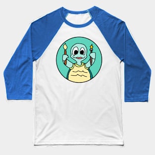 Teal Turtle Merit Badge Baseball T-Shirt
